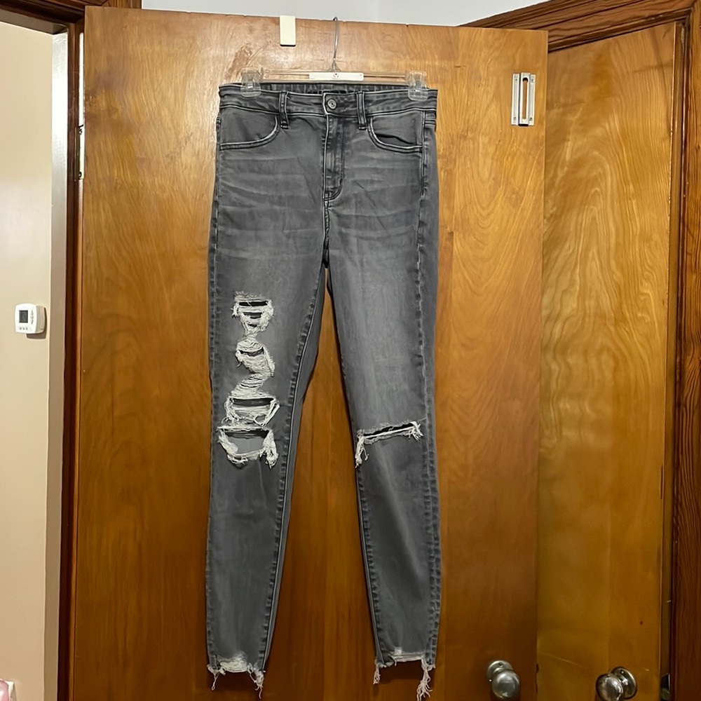 American Eagle Women's Jeans Ne(x)t Level Stretch Distressed Gray